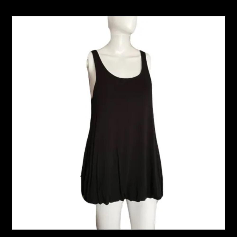Cupio Women's Sleeveless Lined Bubble Hem Viscose Spandex Lined Tank Top Black S